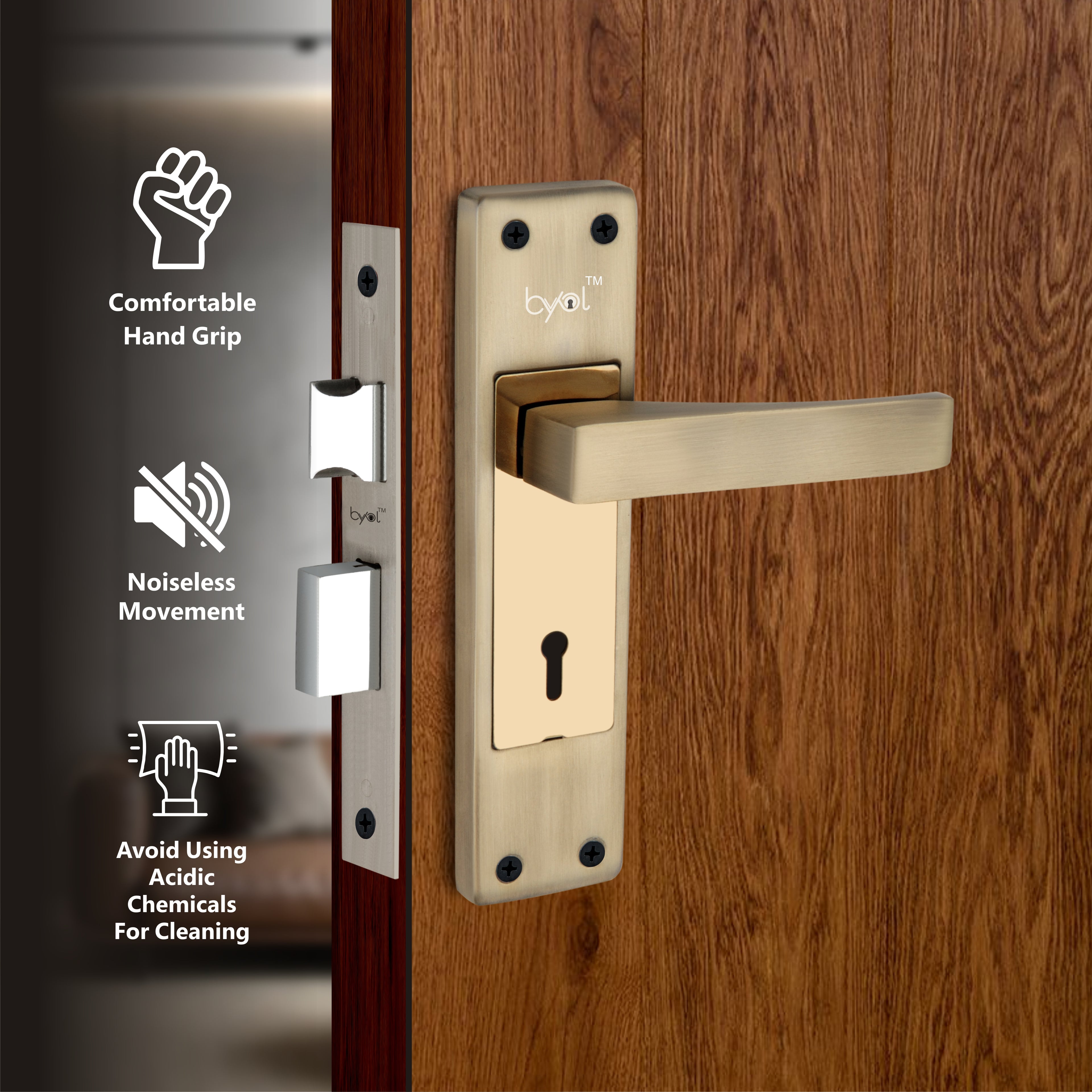 Mortise Lock - Iron Matte Gold Heavy Duty | BYOL™ Door Handle Set